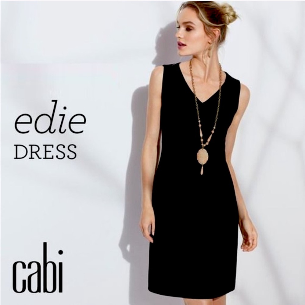 CAbi Black Ponte Knit Edie Sheath Dress